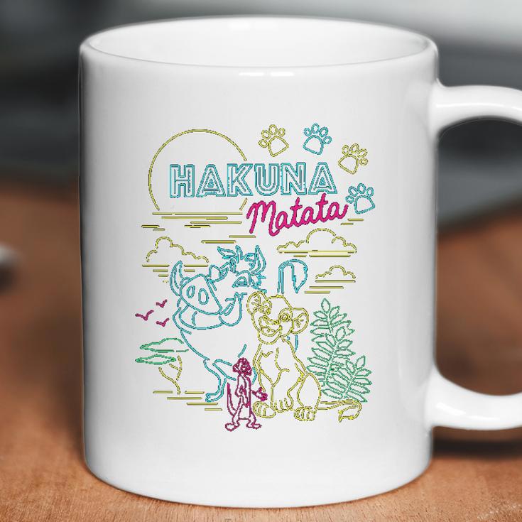 Lion King Neon Outline Group Shot Sketch Coffee Mug