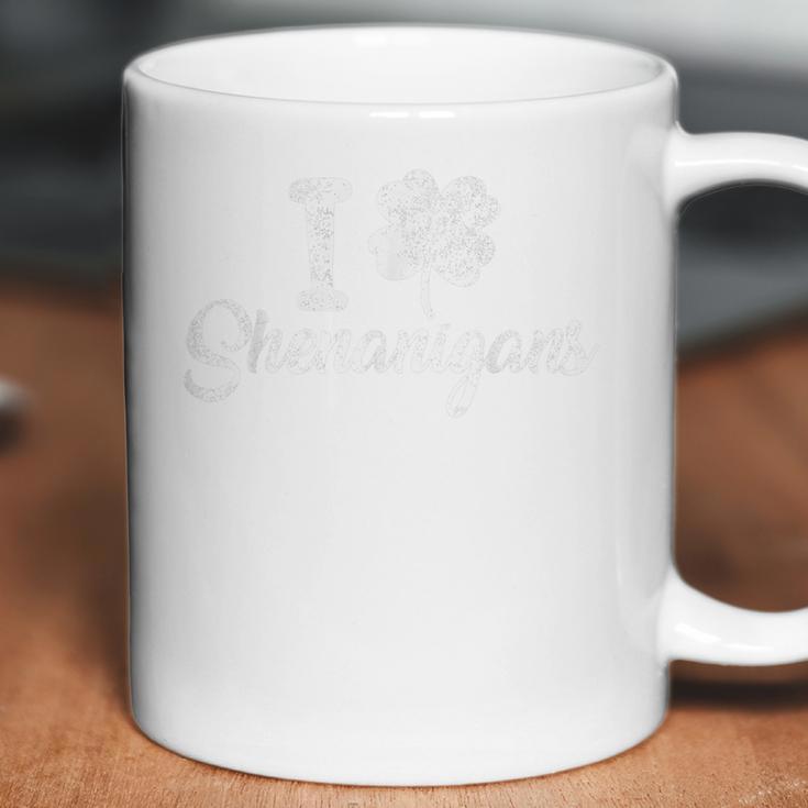 I Love Shenanigans Clover Shamrock Funny St Patricks Day Coffee Mug