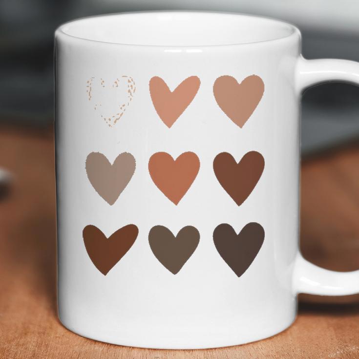 Melanin Skin Tone Hearts Be Kind Black History Month Coffee Mug