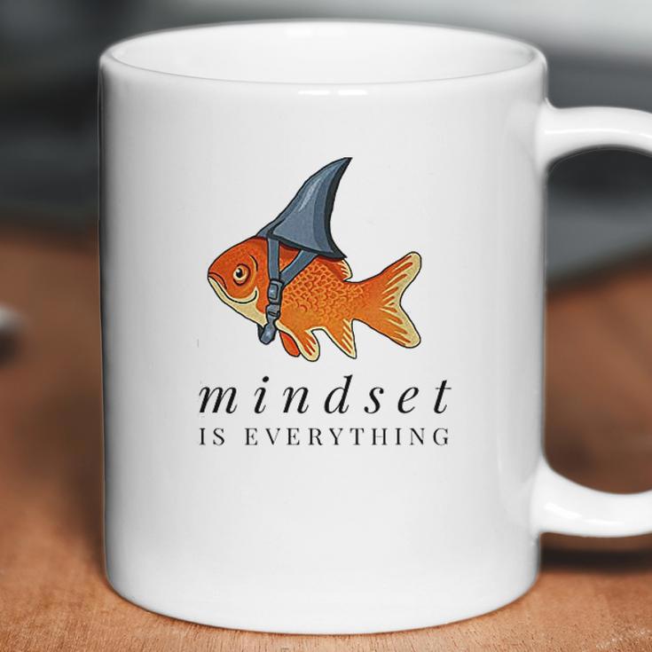 Mindset Motivational Quote Cute Goldfish Shark Coffee Mug