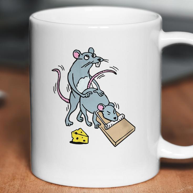 Mouse Screwing A Mouse In A Mousetrap Funny Joke T-Shirt Coffee Mug