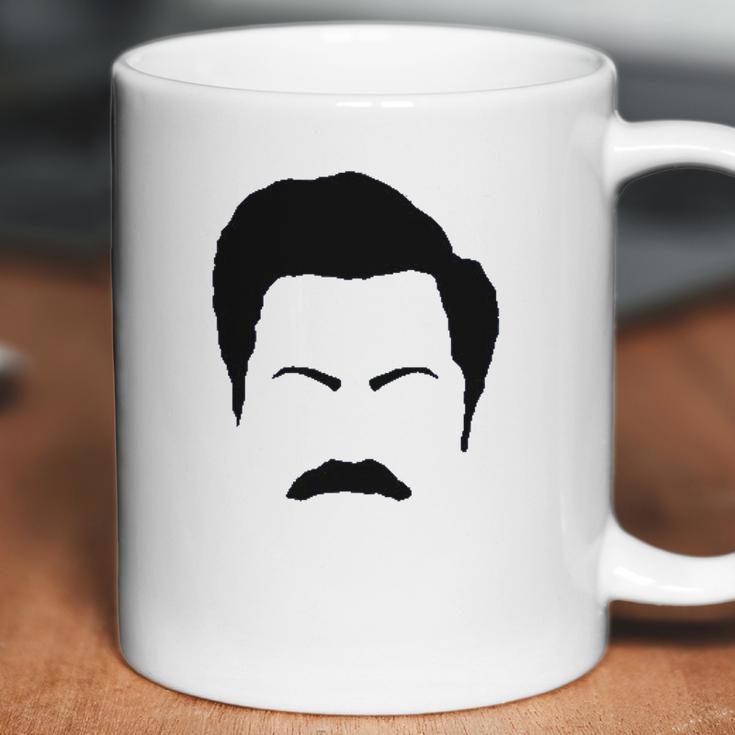 Parks And Rec Fans Ron Swanson Mustache Face Silhouette Coffee Mug