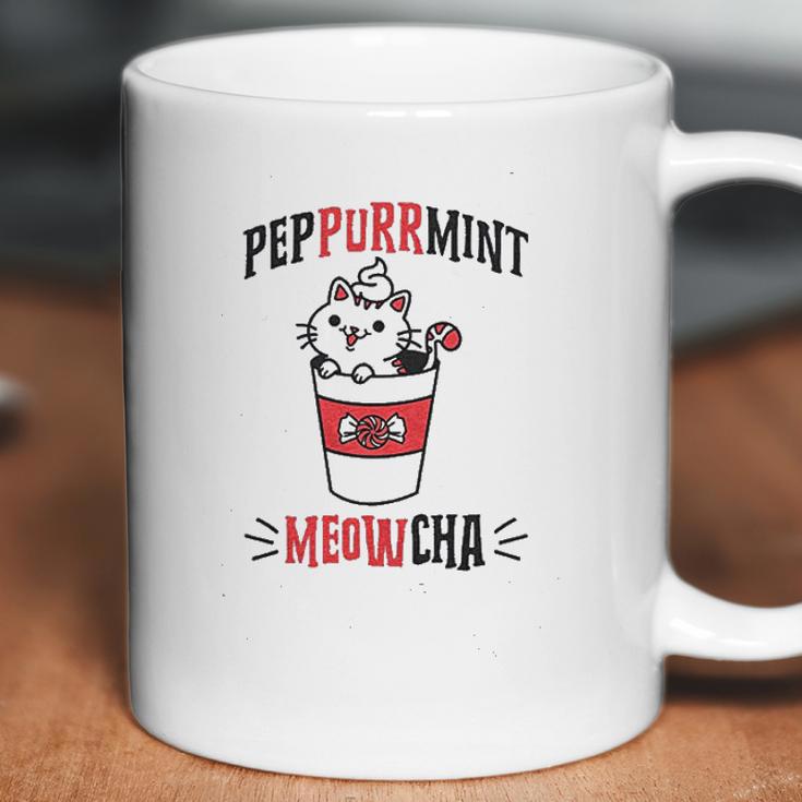 Peppurrmint Meowcha Funny Christmas Cat Peppermint Mocha Coffee Coffee Mug