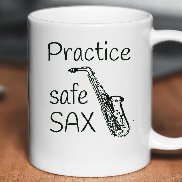 Practice Safe Sax Funny Saxophone Coffee Mug