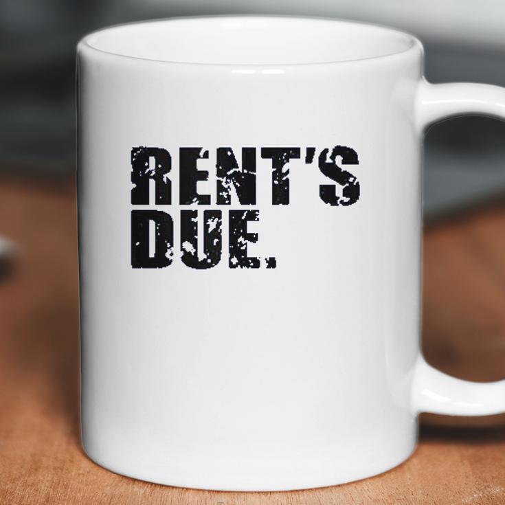 Rents Due Work Hard Bodybuilder Weightlifting Distressed Coffee Mug