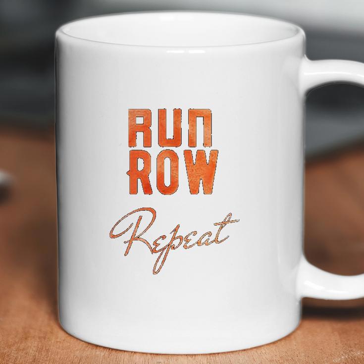 Run Row Repeat Workout With Orange Letters Coffee Mug