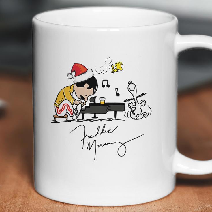 Santa Freddie Mercury Snoopy Peanuts Playing Piano Shirt Coffee Mug