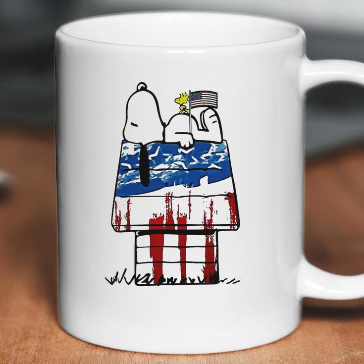 Snoopy Woodstock House American Flag 4Th Of July Independence Day Shirt Coffee Mug