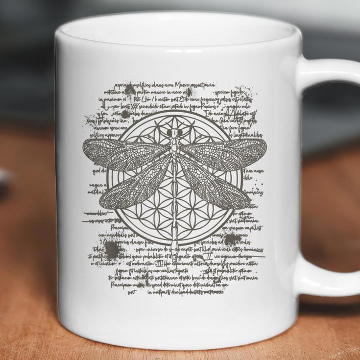 Spiritual Dragonfly Yoga Design Leonardo Da Vinci Vintage Coffee Mug