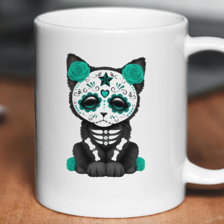 Sugar Skull Cat Day Of The Dead Cat Coffee Mug