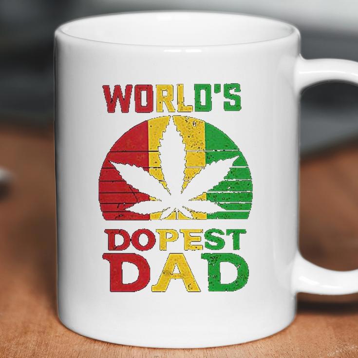 Weed Worlds Dopest Dad Funny Leaf Cool Vintage Coffee Mug