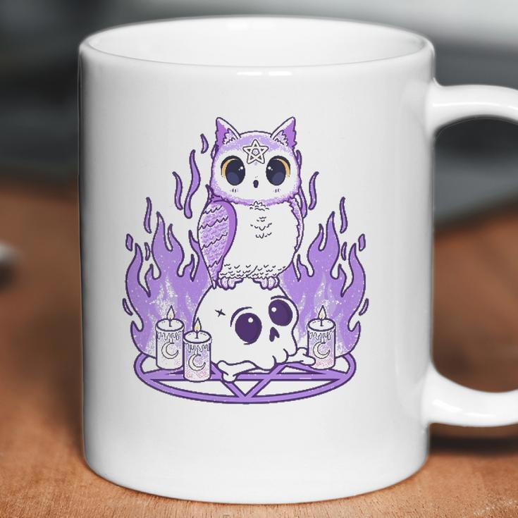 Womens Kawaii Pastel Goth I Cute Creepy Witchy Owl And Skull Coffee Mug