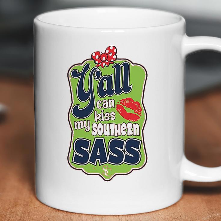 Yall Can Kiss My Southern Sass Southern Charm Collection On A Coral Coffee Mug