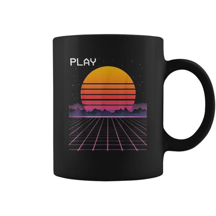 80S Grid Sunset Vaporwave Synthwave Outrun Coffee Mug