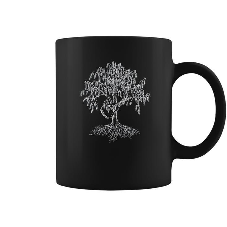 Acoustic Guita Hand Printed Willow Tree Asphalt Coffee Mug