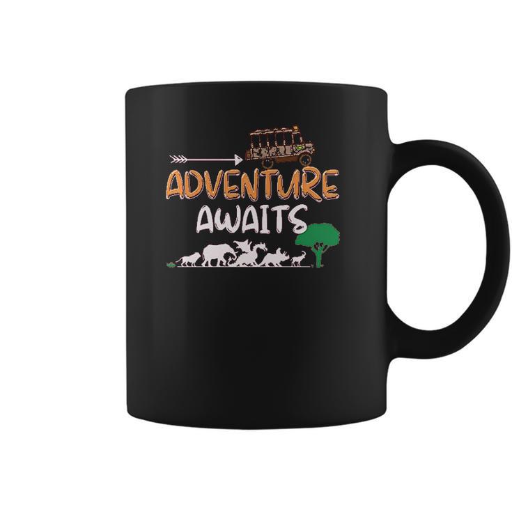 Adventure Awaits  Travel Into The Wild Animal Kingdom Safari Coffee Mug