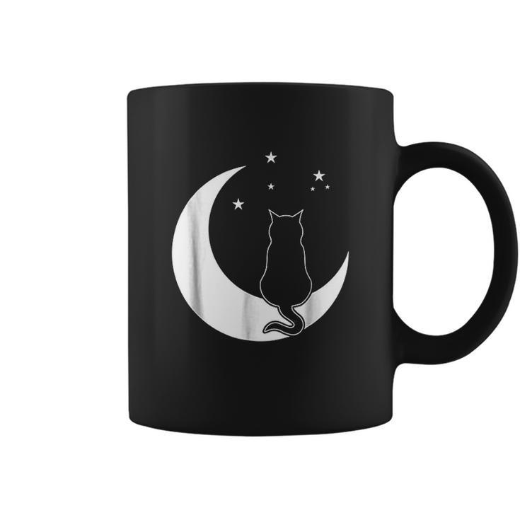 Black Cat On The Crescent Moon By The Starlight Coffee Mug