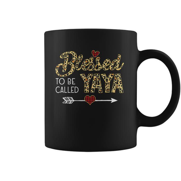 Blessed To Be Called Yaya Leopart Red Plaid Buffalo Xmas Coffee Mug