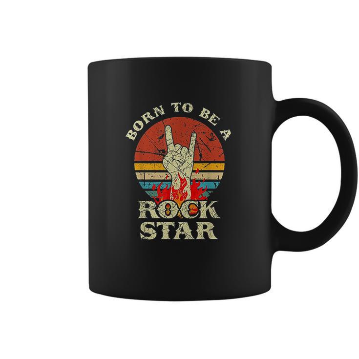 Born To Be Rock Star Hand Horns Vintage Retro Coffee Mug