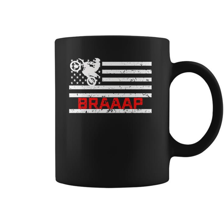 Braaap Vintage Usa American Flag Dirt Bike Coffee Mug