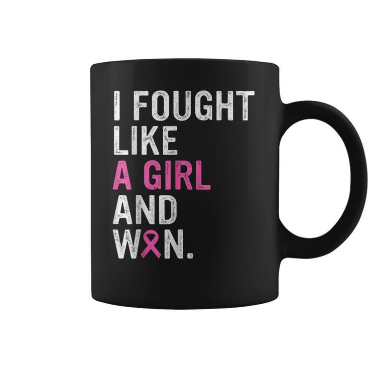 Breast Cancer Awareness I Fought Like A Girl And Won Women  V4 Men Women T-Shirt Graphic Print Casual Unisex Tee Coffee Mug