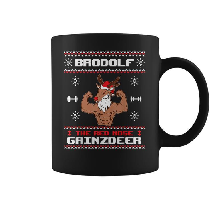 Brodolf The Red Nose Gainzdeer Gym Ugly Christmas Sweater Coffee Mug