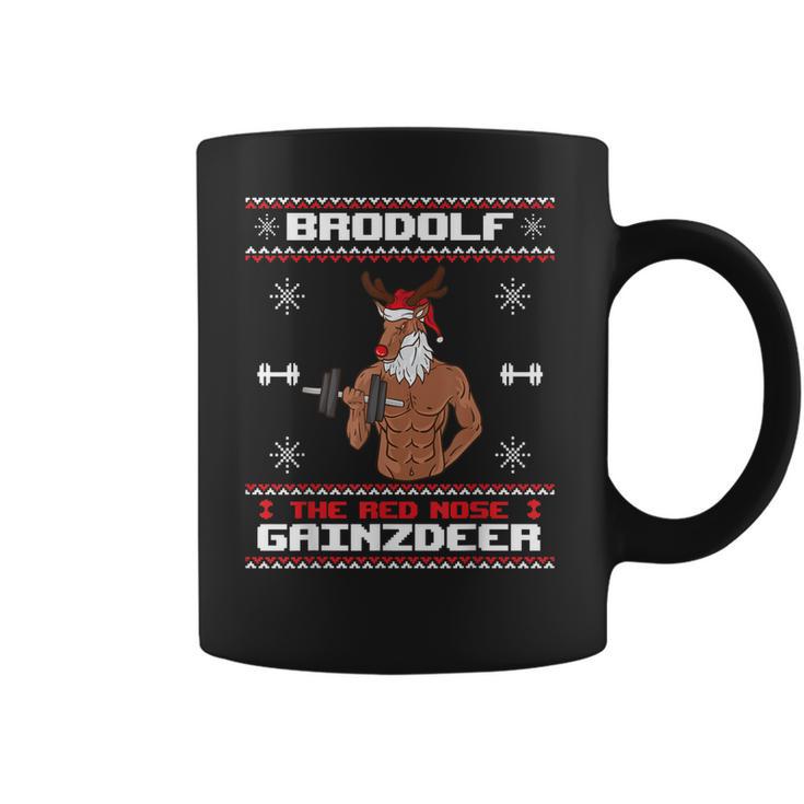 Brodolf The Red Nose Gainzdeer Gym Ugly Christmas Sweater  Men Women T-Shirt Graphic Print Casual Unisex Tee Coffee Mug