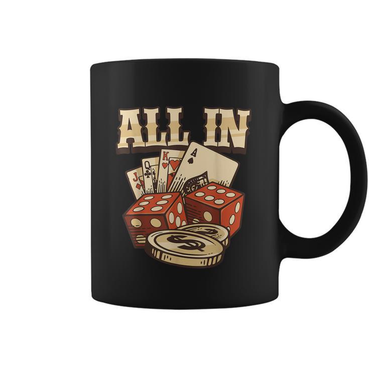 All In Card Game Playing Cards Poker Player Gambling Casino Graphic Design Printed Casual Daily Basic Coffee Mug