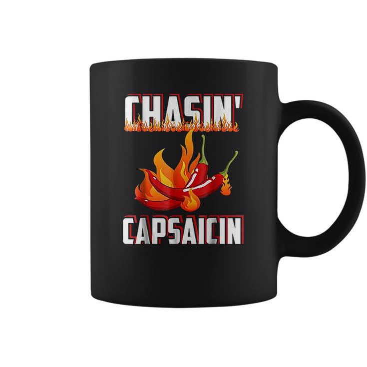 Chasin Capsaicin Funny Spicy Food Pepper Hot Sauce Coffee Mug