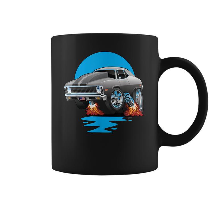 Classic Seventies Muscle Car Funny Dragster Hot Rod Cartoon Coffee Mug