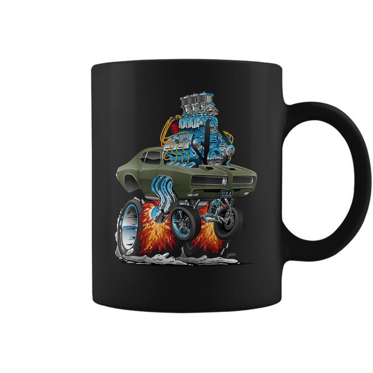 Classic Sixties Muscle Car Funny Dragster Hot Rod Cartoon V3 Coffee Mug