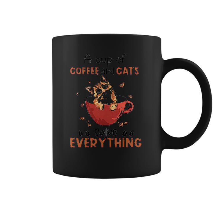 A Cup Of Coffee And Cats Solve Everything Creative 2022 Gift Coffee Mug