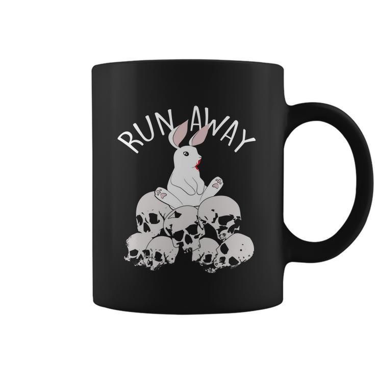 Cute Halloween Funny Halloween Day Run Away Bloody Bunny Skeleton Coffee Mug