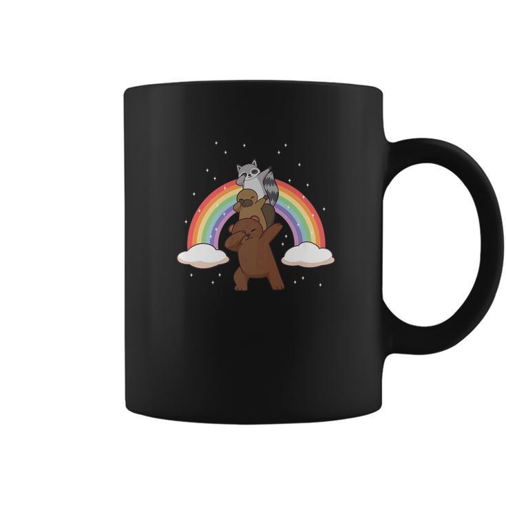 Dabbing Grizzly Bear Platypus Raccoon Rainbow Funny Coffee Mug