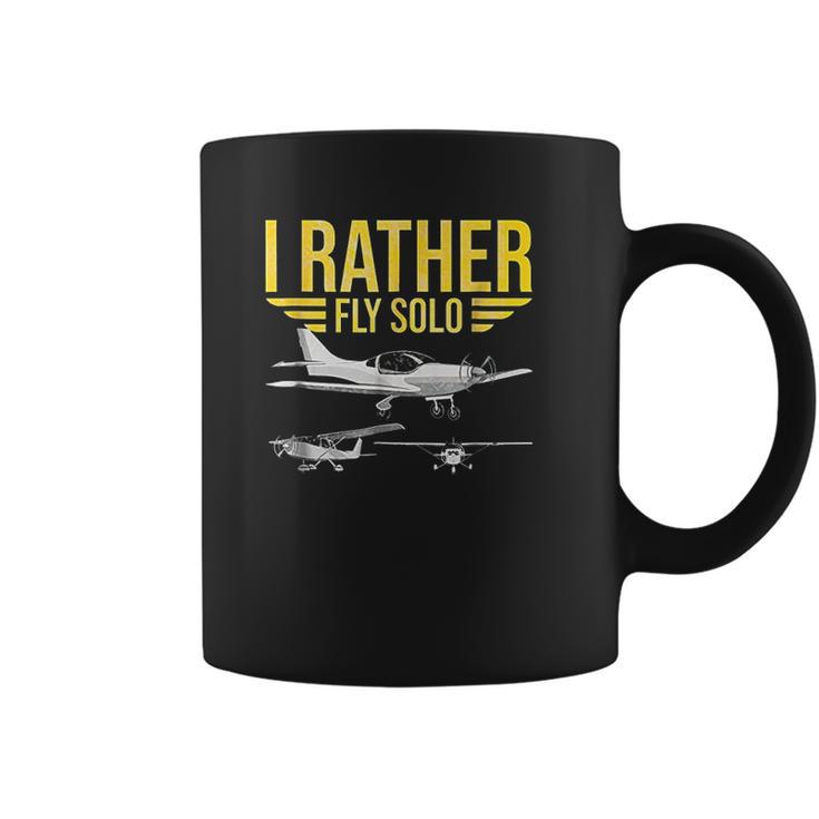 Distressed I Rather Fly Solo Funny Airplane Pilot Coffee Mug