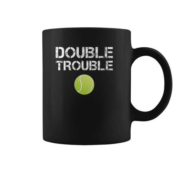 Double Trouble Funny Tennis Team Gift Coffee Mug