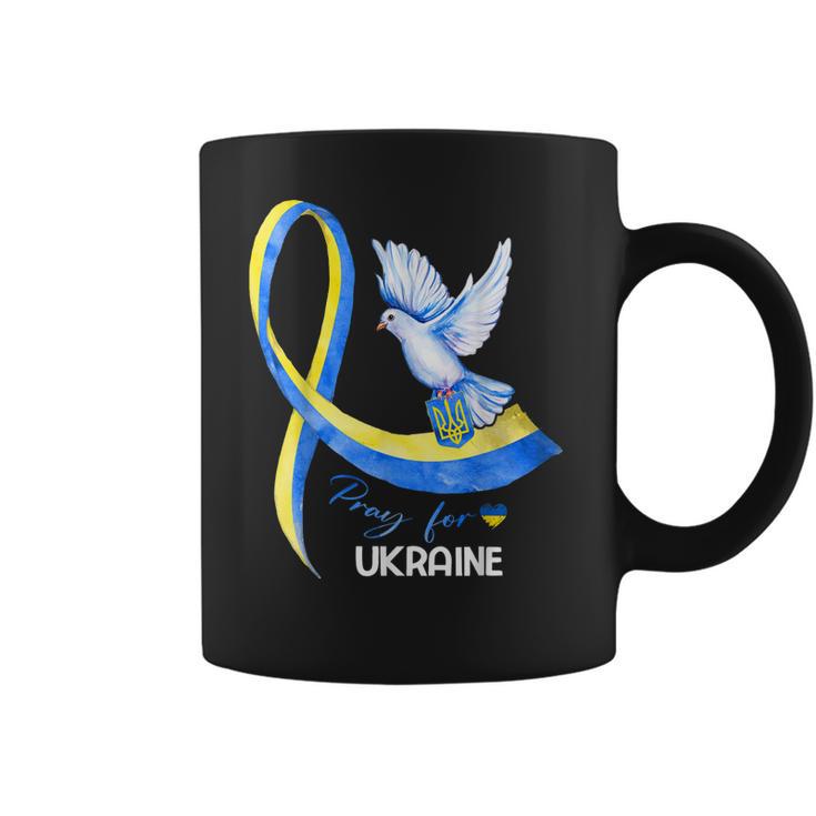 Dove Ukraine Ukrainian Ribbon Pray For Ukraine Free Ukraine Men Women T-Shirt Graphic Print Casual Unisex Tee Coffee Mug