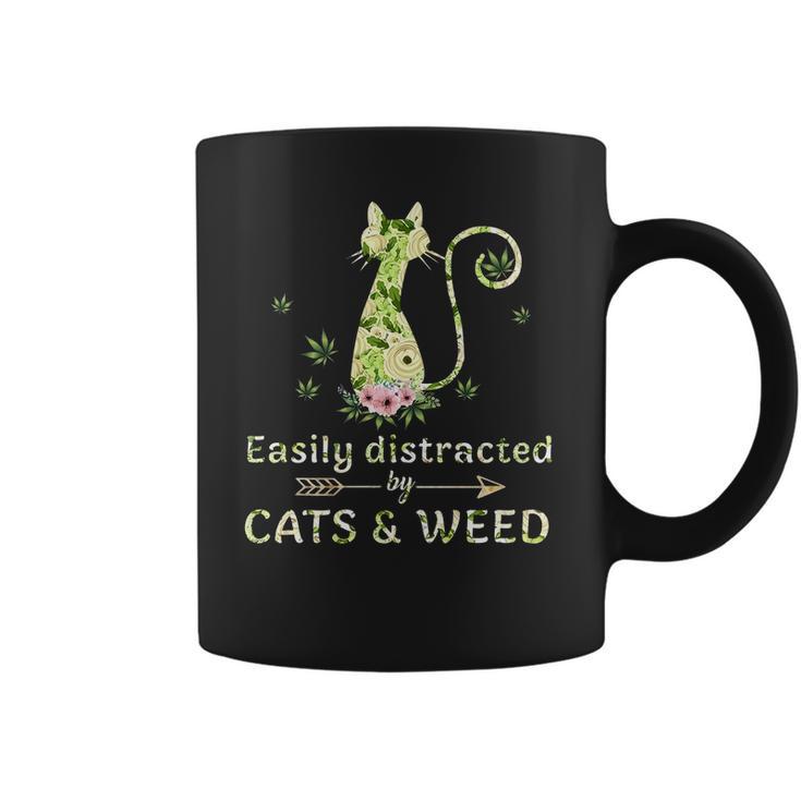 Easily Distracted By Cats And Weed Coffee Mug