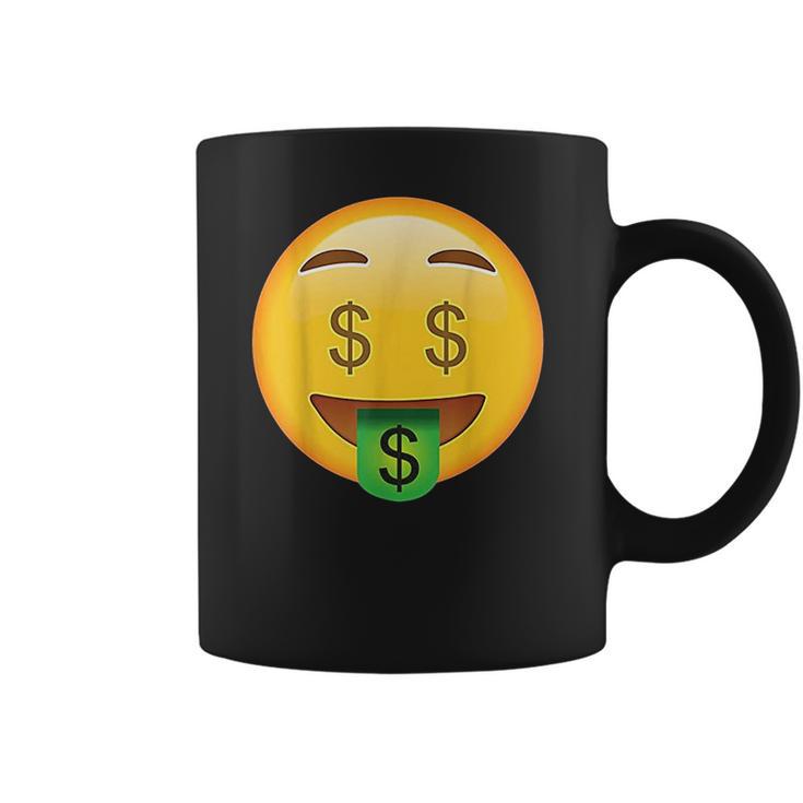 Emoji Money Face Cute Smile Dollar Signs Eyes Mouth Emotic Coffee Mug