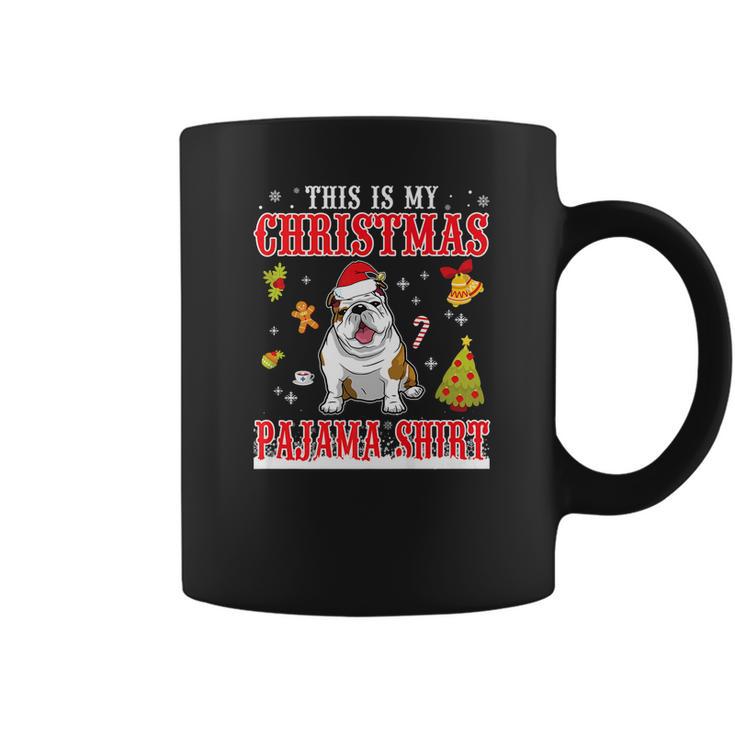 English Bulldog Snow Gilf This Is My Christmas Pajama Shirt Coffee Mug