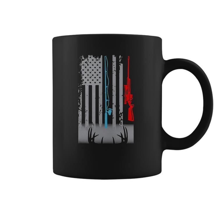 Fishing Rod Hunting Rifle America Flag Shirt Coffee Mug