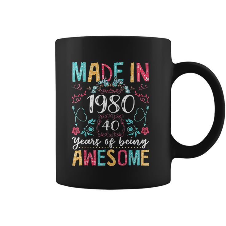 Flowers Vintage Made In 1980 40Th Birthday Gift 40 Years Old Coffee Mug