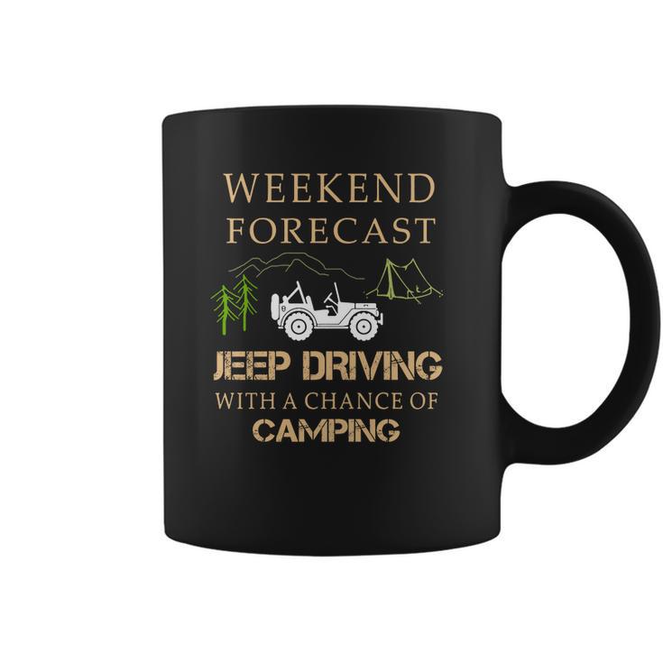 Weekend Forecast Jeep Driving CampingShirts Coffee Mug