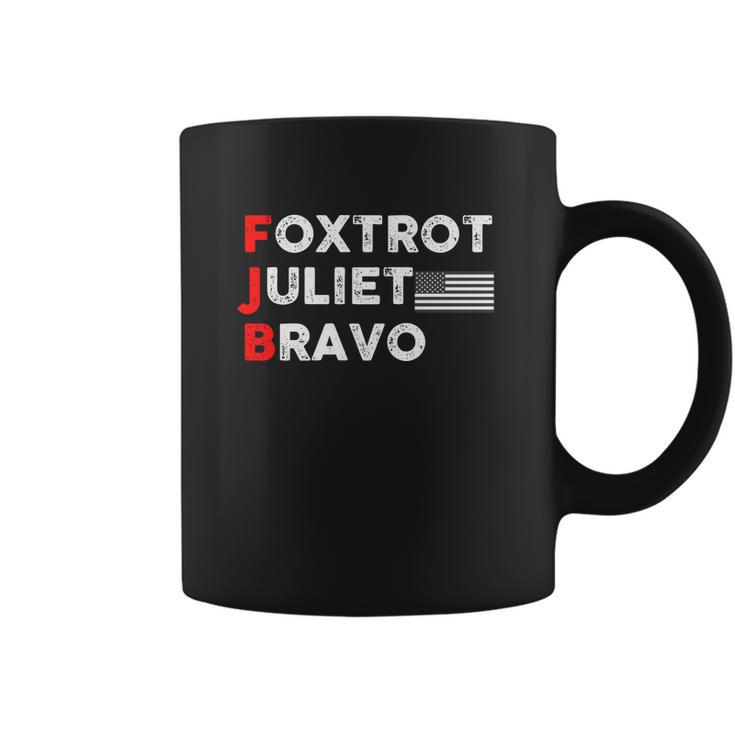 Foxtrot Juliet Bravo American Flag Black And White Fjb Fuck Joe Biden Coffee Mug