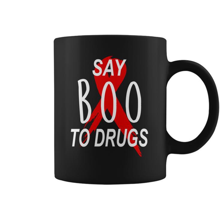 Funny Halloween Say Boo To Drugs Awareness Red Ribbon Coffee Mug