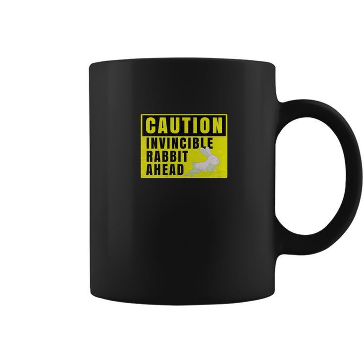 Funny Novelty Caution Sign Invincible Rabbit Ahead Coffee Mug