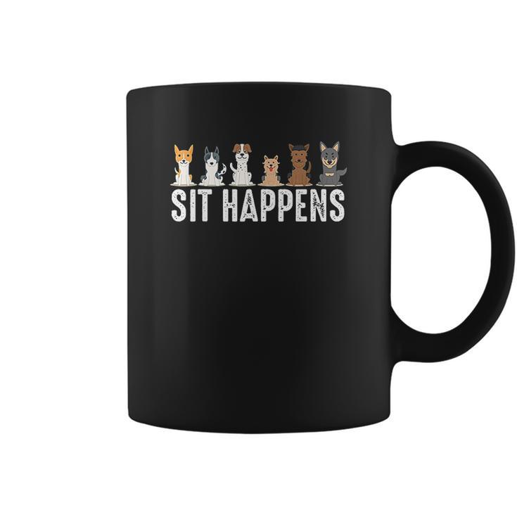 Funny Sit Happens Cool Sitting Dogs Pet Owner Trainer Gift Coffee Mug