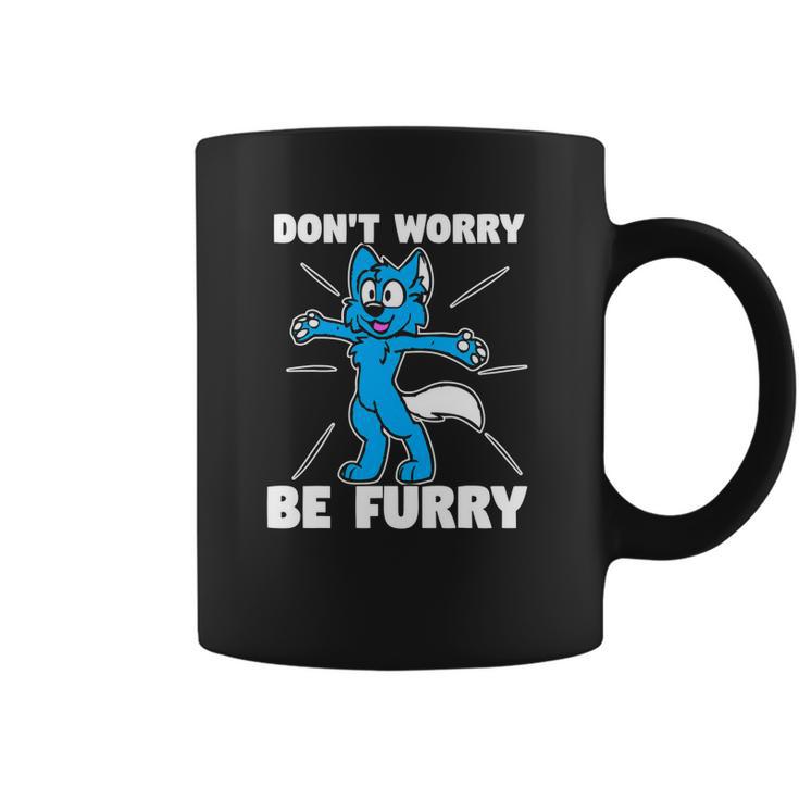 Furry Fandom  Dont Worry Be Furry Wolf  Fox Coffee Mug