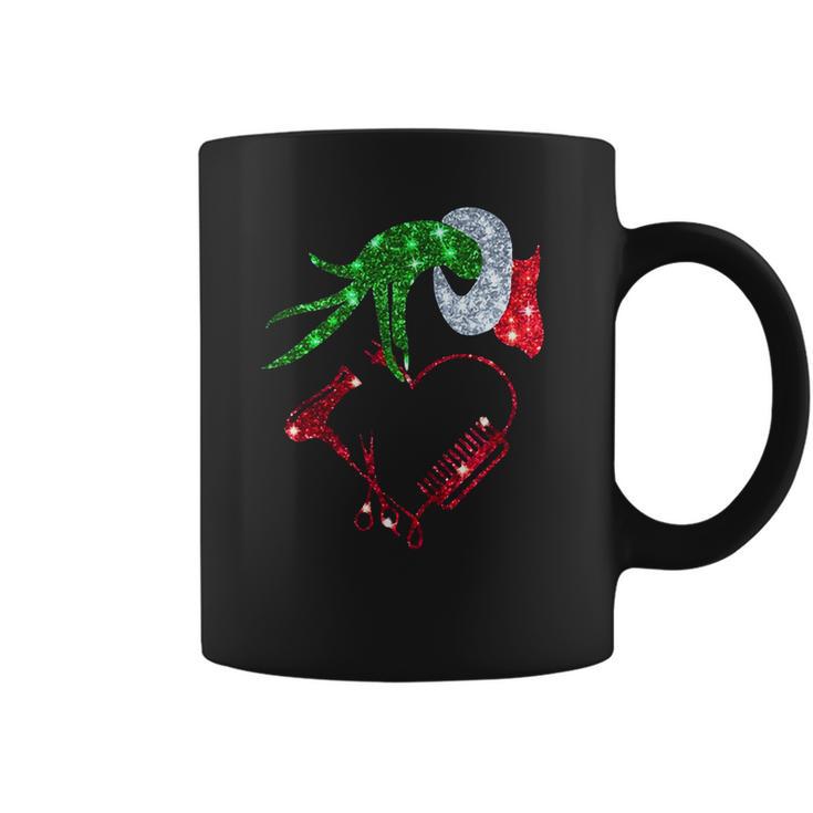 Grinch Hand Holding Love Hair Stylist Coffee Mug