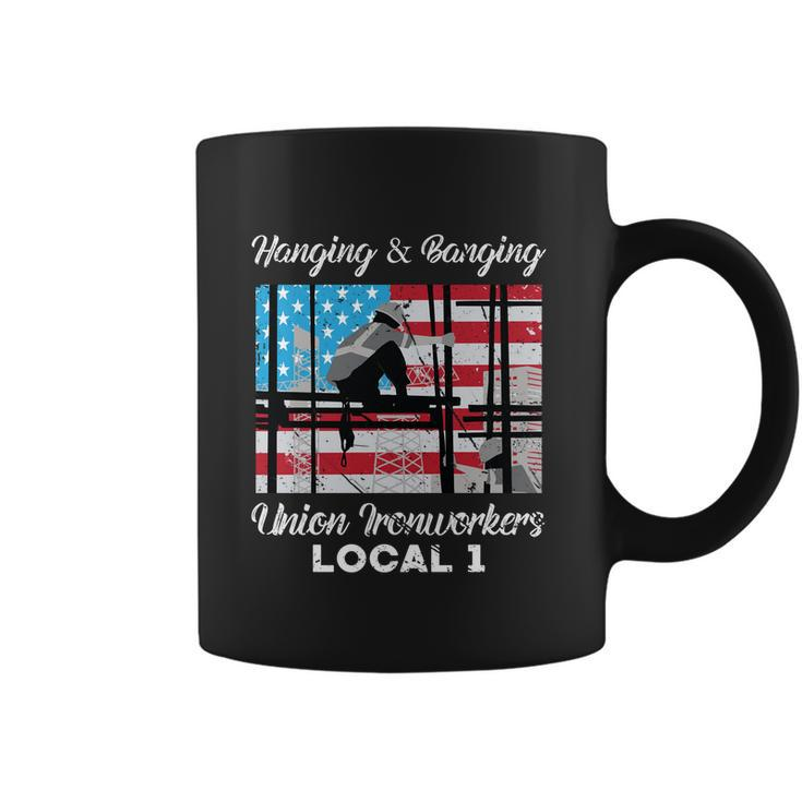 Hanging And Banging Union Ironworkers Us Flag Labor Day Gift Graphic Design Printed Casual Daily Basic Coffee Mug